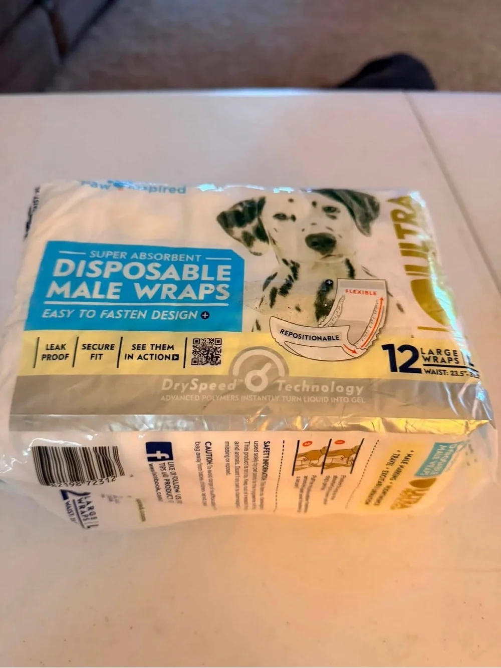 Disposable Male Dog Wraps - Pack of 12